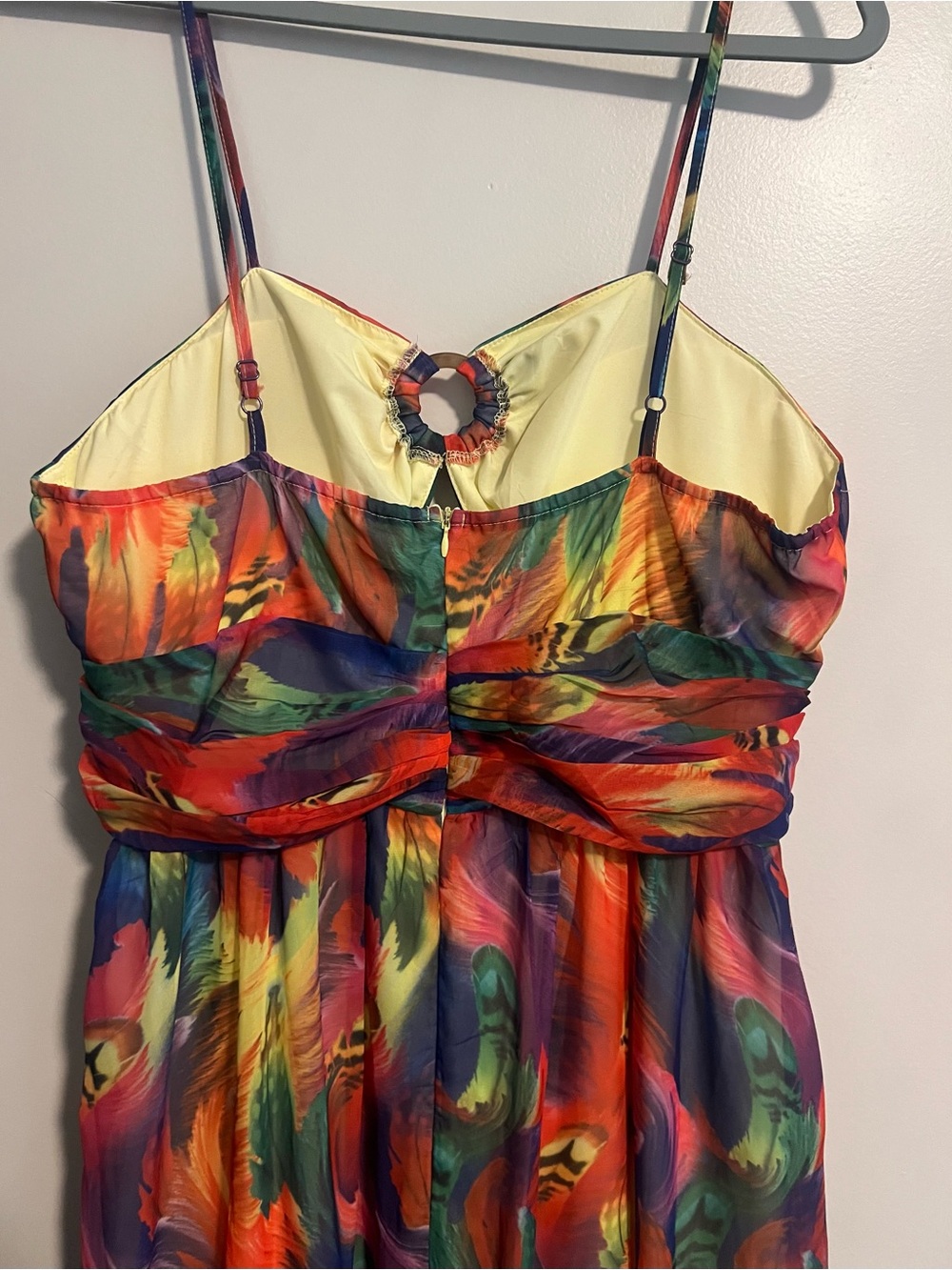 NWOT Spaghetti-Strap Maxi Dress in Fiery Multicolor Print - Picture 4 of 5